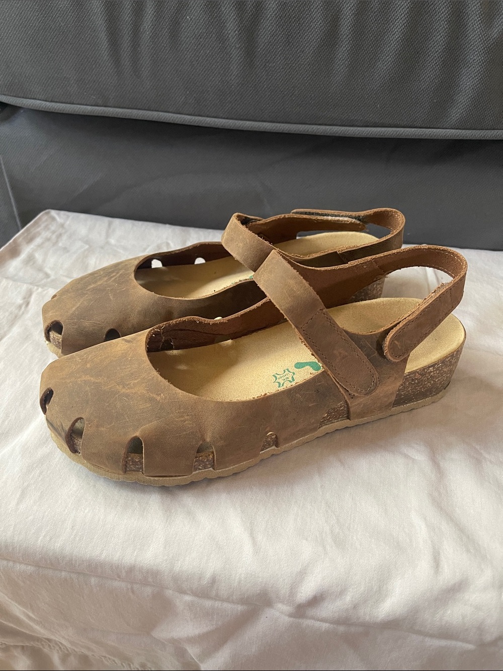 BioNatura Mary JaneBrown Leather Slingback Women's Sandals size 39
